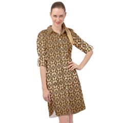 Background-chevron Chocolate Long Sleeve Mini Shirt Dress by nateshop