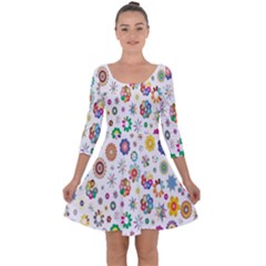 Background Chromatic Colorful Quarter Sleeve Skater Dress by artworkshop