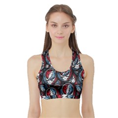 Grateful Dead Pattern Sports Bra With Border by Jancukart