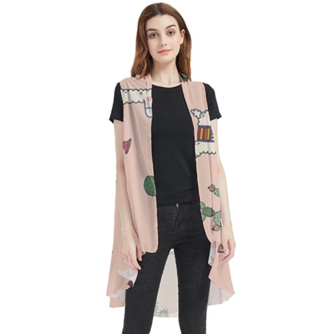 Llamas Pattern Sleeveless Chiffon Waistcoat Shirt by Jancukart