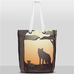 Vectors Painting Wolves Nature Forest Full Print Rope Handle Tote (small) by Amaryn4rt