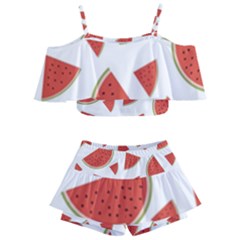 Watermelons Fruits Tropical Fruits Kids  Off Shoulder Skirt Bikini by Amaryn4rt