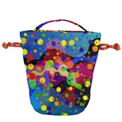 Blobs Dots Abstract Art Waves Drawstring Bucket Bag by Amaryn4rt