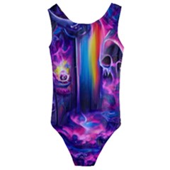 Purple Drawing Digital Art Kids  Cut-out Back One Piece Swimsuit by Amaryn4rt