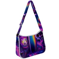 Purple Drawing Digital Art Zip Up Shoulder Bag by Amaryn4rt