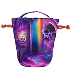 Purple Drawing Digital Art Drawstring Bucket Bag by Amaryn4rt