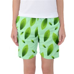 Background Pattern Leaves Nature Women s Basketball Shorts by Amaryn4rt