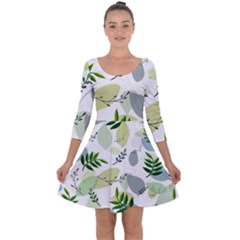 Leaves Foliage Pattern Abstract Quarter Sleeve Skater Dress by Amaryn4rt