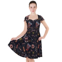 Coffee Watercolor Background Cap Sleeve Midi Dress by Amaryn4rt