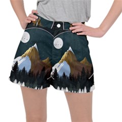 Mountains Forest Moon Stars View Ripstop Shorts by Wegoenart