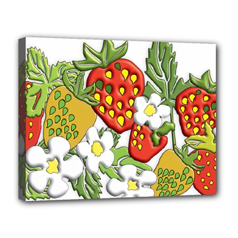Strawberries Berry Strawberry Leaves Canvas 14  X 11  (stretched) by Wegoenart