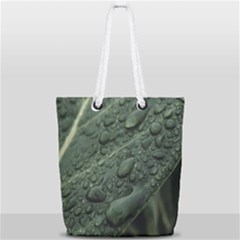 Leaves Water Drops Green  Full Print Rope Handle Tote (small) by artworkshop