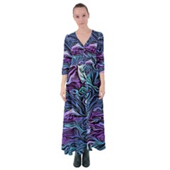 Illustration Abstract Waves Background Texture Button Up Maxi Dress by Wegoenart