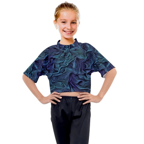 Abstract Waves Background Texture Wave Kids Mock Neck Tee by Wegoenart