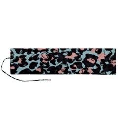 Blue And Pink Jaguar Dots Leopard Black And White Leopard Print Jaguar Dots Roll Up Canvas Pencil Holder (l) by ConteMonfrey