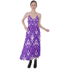 Purple Lace Decorative Ornament - Pattern 14th And 15th Century - Italy Vintage  Tie Back Maxi Dress by ConteMonfrey