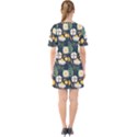 Flower Grey Pattern Floral Sixties Short Sleeve Mini Dress View2