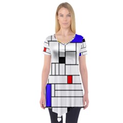 Illustration Geometric Abstract Plates Mosaic Short Sleeve Tunic  by Wegoenart