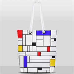 Illustration Geometric Abstract Plates Mosaic Full Print Rope Handle Tote (small) by Wegoenart