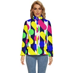 Illustration Geometric Form Circle Line Pattern Women s Puffer Bubble Jacket Coat by Wegoenart
