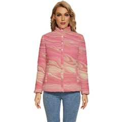 Illustration Graphic Pattern Texrure Pink Maeble Women s Puffer Bubble Jacket Coat by Wegoenart