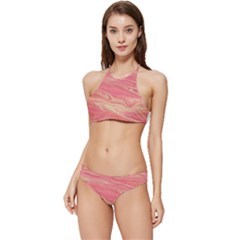 Illustration Graphic Pattern Texrure Pink Maeble Banded Triangle Bikini Set by Wegoenart