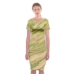 Green Pattern Texture Marble Classic Short Sleeve Midi Dress by Wegoenart