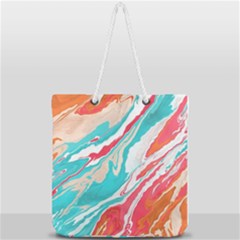 Stone Marble Texturw Pattern Full Print Rope Handle Tote (large) by Wegoenart