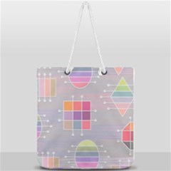 Illustration Pastel Shape Geometric Full Print Rope Handle Tote (large) by Wegoenart