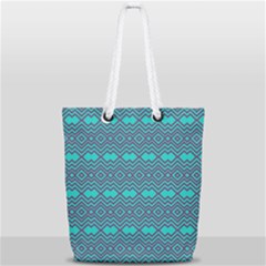 Chevron Zigzag Pattern Full Print Rope Handle Tote (small) by Wegoenart
