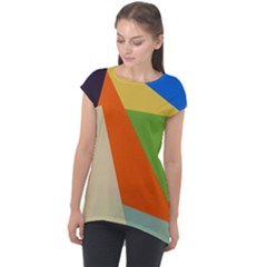 Illustration Colored Paper Abstract Background Cap Sleeve High Low Top by Wegoenart