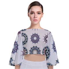 Illustration Pattern Geometric Art Dividers Digital Art Tie Back Butterfly Sleeve Chiffon Top by Wegoenart