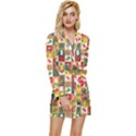 Illustration Template Christmas Pattern Long Sleeve Satin Robe View1