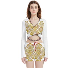 Im Fourth Dimension Colour 53 Velvet Wrap Crop Top And Shorts Set by imanmulyana