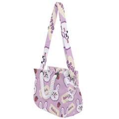 Illustration Rabbit Cartoon Background Pattern Rope Handles Shoulder Strap Bag by Sudhe