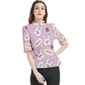 Illustration Rabbit Cartoon Background Pattern Frill Neck Blouse View1
