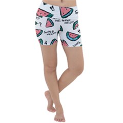 Illustration Watermelon Fruit Sweet Slicee Lightweight Velour Yoga Shorts by Sudhe