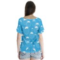 Pattern Blue Bubble Pattern Background V-Neck Flutter Sleeve Top View2
