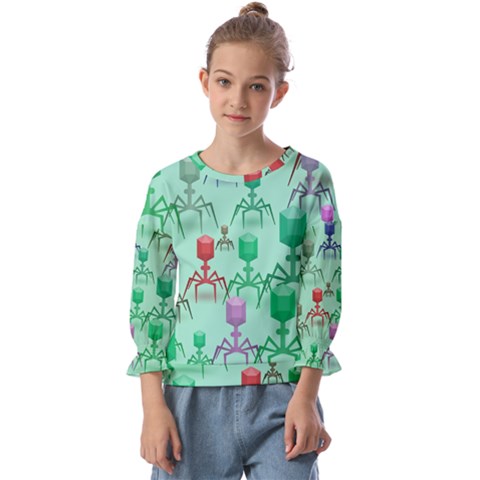 Bacteriophage Virus Army Kids  Cuff Sleeve Top by Amaryn4rt