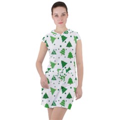 Christmas Trees Pattern Design Pattern Drawstring Hooded Dress by Amaryn4rt