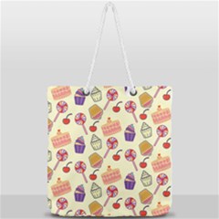 Food Illustration Cupcake Pattern Lollipop Full Print Rope Handle Tote (large) by Amaryn4rt