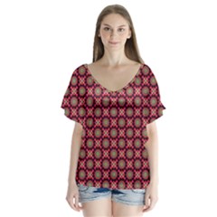 Kaleidoscope Seamless Pattern V-neck Flutter Sleeve Top by Amaryn4rt