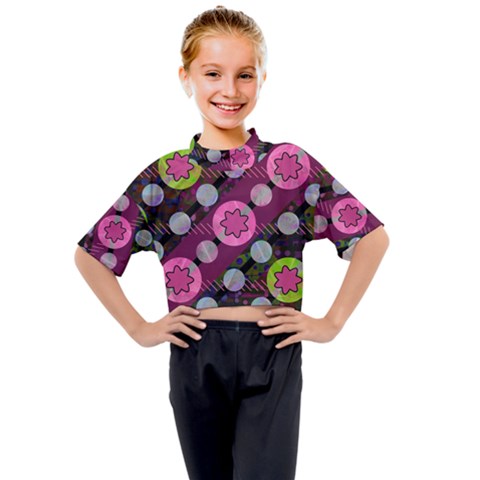 Background Circles Abstract Pattern Kids Mock Neck Tee by Wegoenart