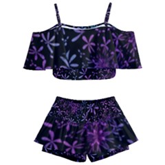 Retro Flower Pattern Design Batik Indonesia Kids  Off Shoulder Skirt Bikini by Wegoenart