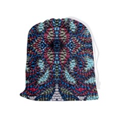 Blue Onn Burgundy Drawstring Pouch (xl) by kaleidomarblingart