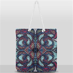 Blue Onn Burgundy Full Print Rope Handle Tote (large) by kaleidomarblingart