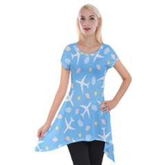 Plane Sky Background Pattern Short Sleeve Side Drop Tunic by danenraven