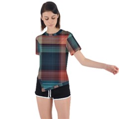 Plaid Tartan Checkered Tablecloth Asymmetrical Short Sleeve Sports Tee by danenraven