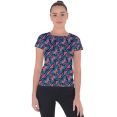 Illustration Tile Pattern Patchwork Short Sleeve Sports Top  by danenraven