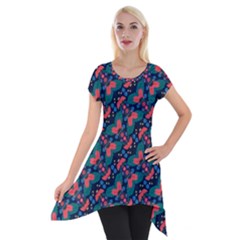Illustration Tile Pattern Patchwork Short Sleeve Side Drop Tunic by danenraven